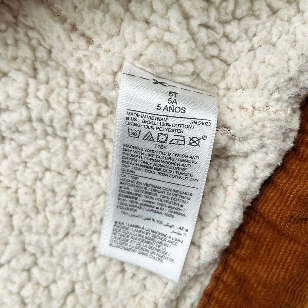 Old Navy Kids Corduroy Sherpa‎ Lined Trucker Jacket I Rust I Size 5T